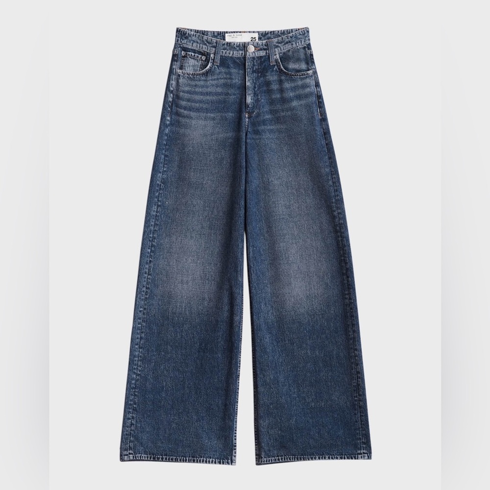 Rag & Bone Miramar Sofie Wide Leg Pant Sweatpant Jeans Kimber Blue 28